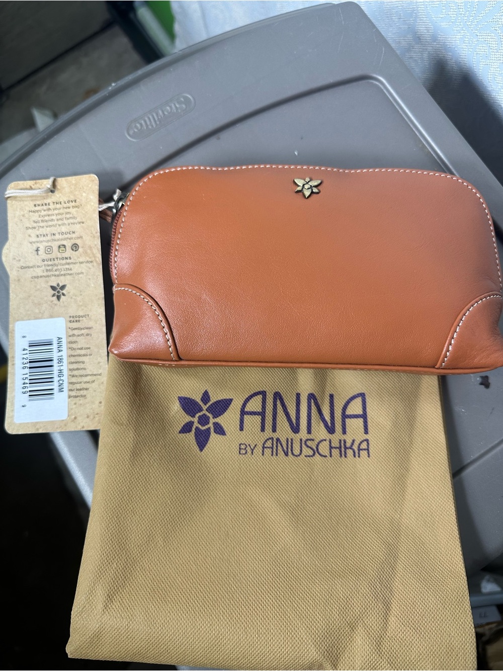Anna By Anuschka Brown Leather Makeup Bag Butterfly Interior